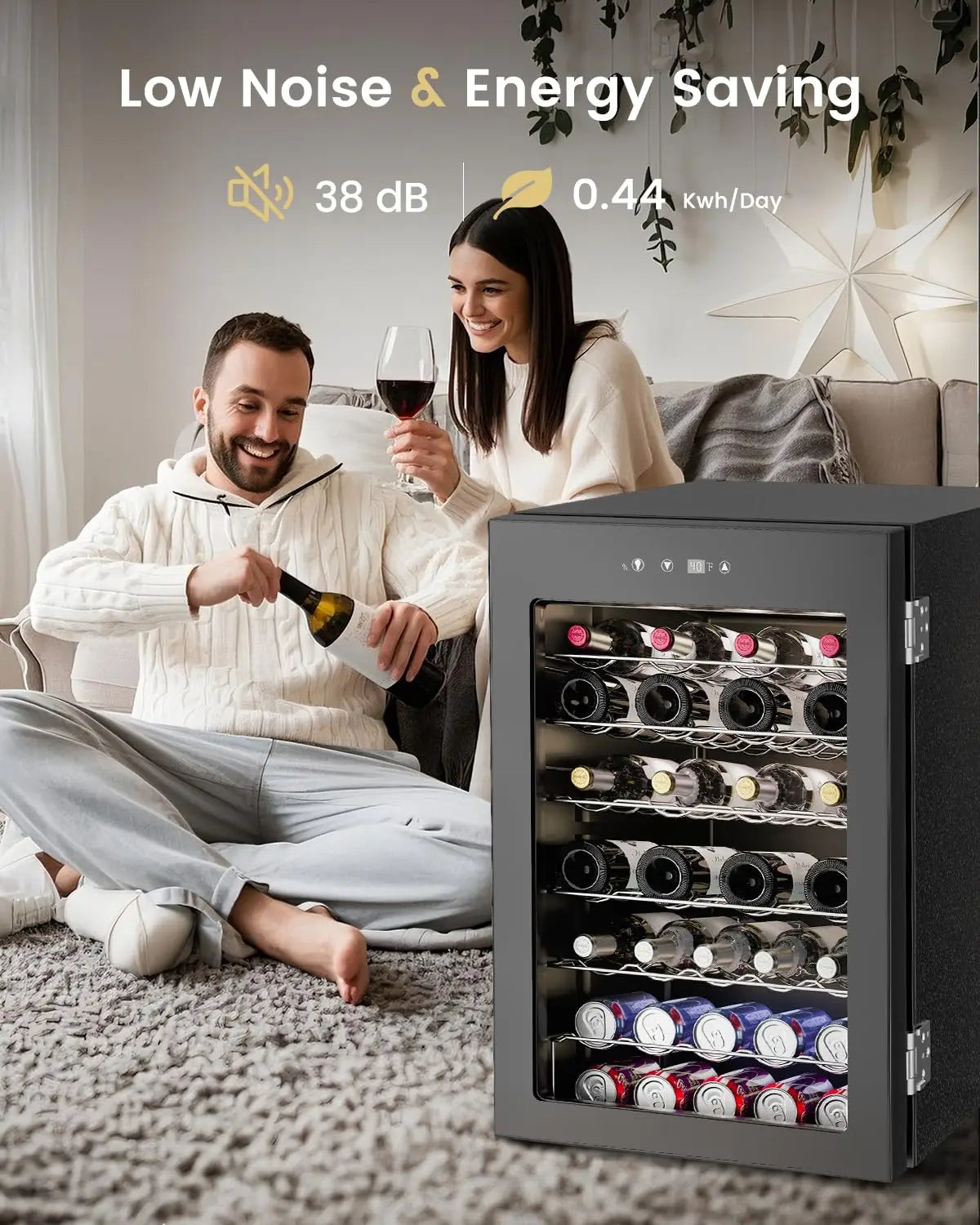 45 Bottle Wine Cooler Refrigerator - Small Wine Fridge for Red, White, Champagne, Freestanding Wine Cellar with, Customized