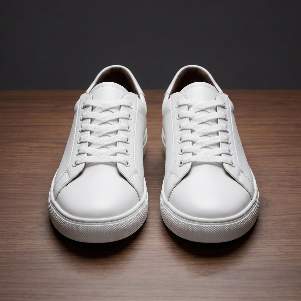 Unisex White Low Top Sneakers - Minimalist Casual Everyday Lifestyle Shoes