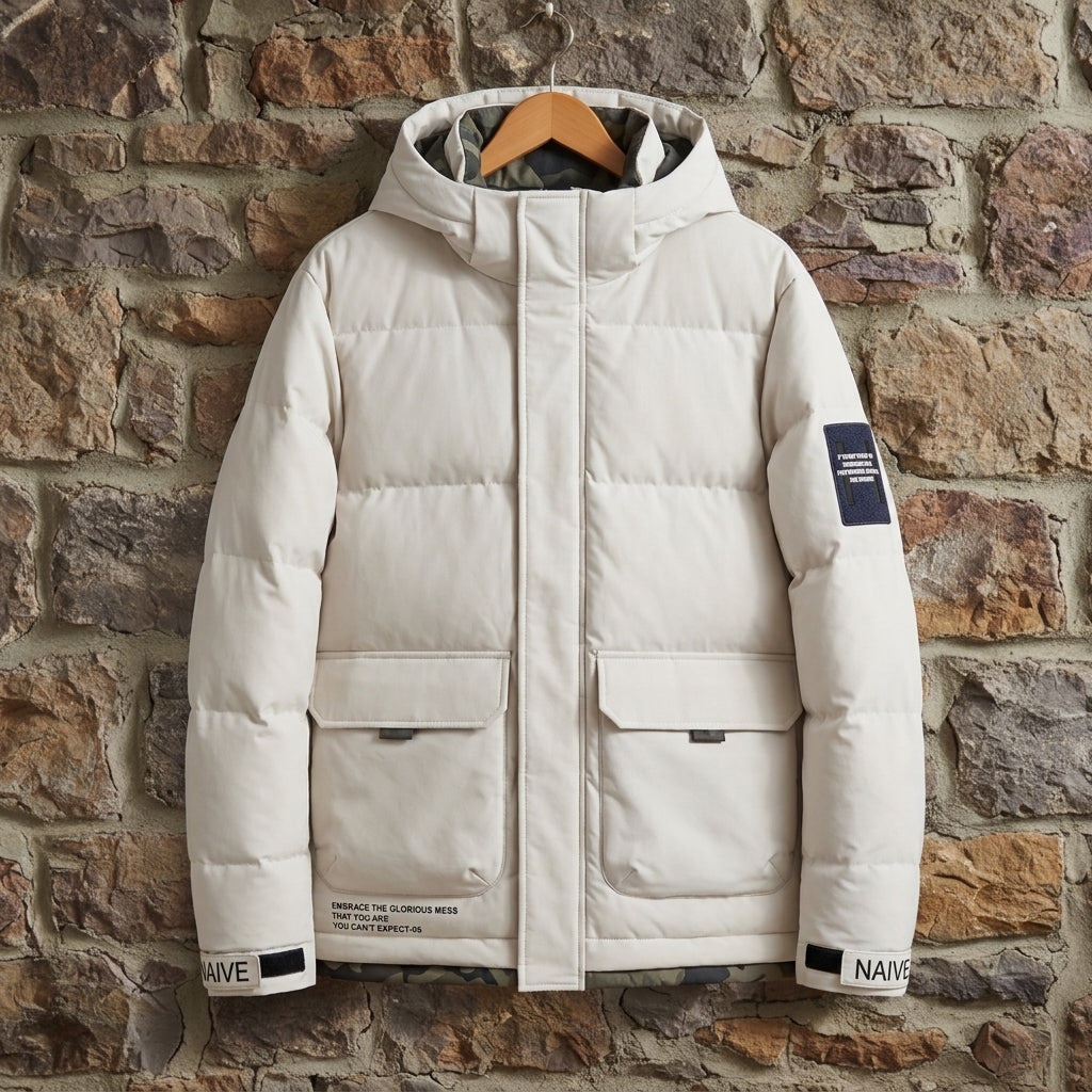 Men's Hooded Puffer Jacket - Insulated Water Resistant Warm Winter Coat