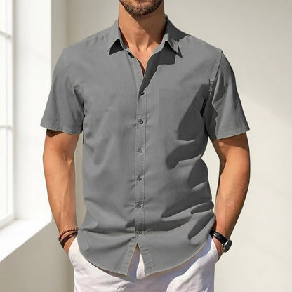 Men's Cotton Linen Summer Shirt - Breathable Relaxed Fit Casual Button Up