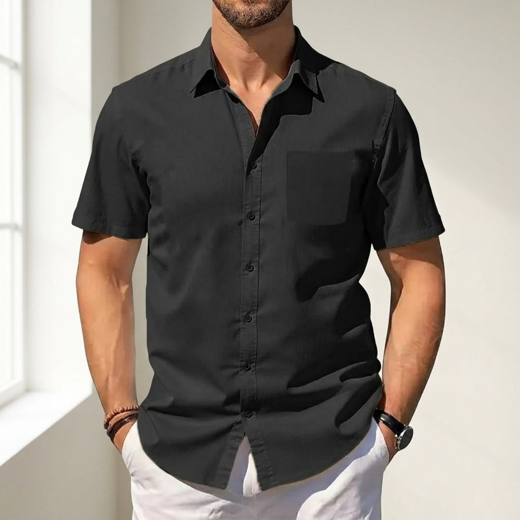 Men's Cotton Linen Summer Shirt - Breathable Relaxed Fit Casual Button Up