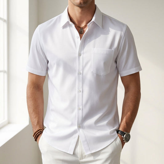 Men's Cotton Linen Summer Shirt - Breathable Relaxed Fit Casual Button Up