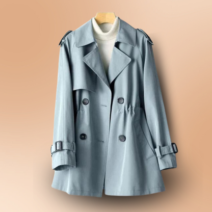 Women's Trench Coat - Retro Wash Double Breasted Casual Outerwear Jacket