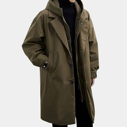 Men's Double Breasted Trench Coat - Premium Heavyweight Classic Winter Overcoat