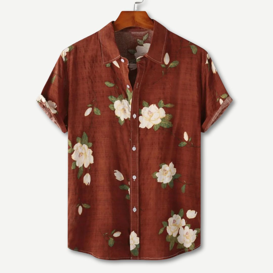 Men's Tropical Floral Shirt - Lightweight Short Sleeve Casual Summer Top