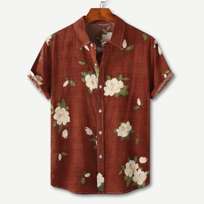 Men's Tropical Floral Shirt - Lightweight Short Sleeve Casual Summer Top
