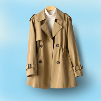 Women's Trench Coat - Retro Wash Double Breasted Casual Outerwear Jacket