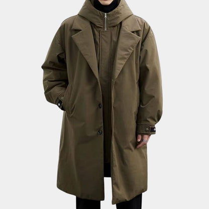 Men's Double Breasted Trench Coat - Premium Heavyweight Classic Winter Overcoat