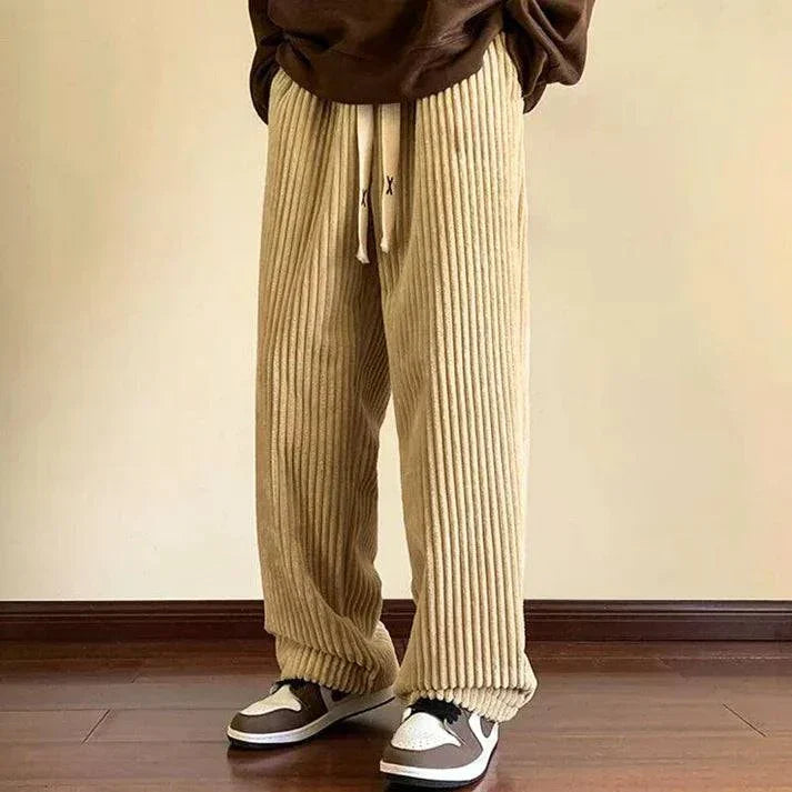 Men's Corduroy Joggers - Premium Textured Relaxed Fit Casual Sweatpants