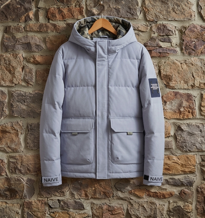 Men's Hooded Puffer Jacket - Insulated Water Resistant Warm Winter Coat