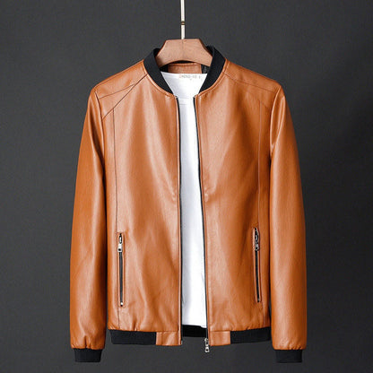 Men's Leather Motorcycle Jacket - Classic Heavyweight Biker Casual Outerwear