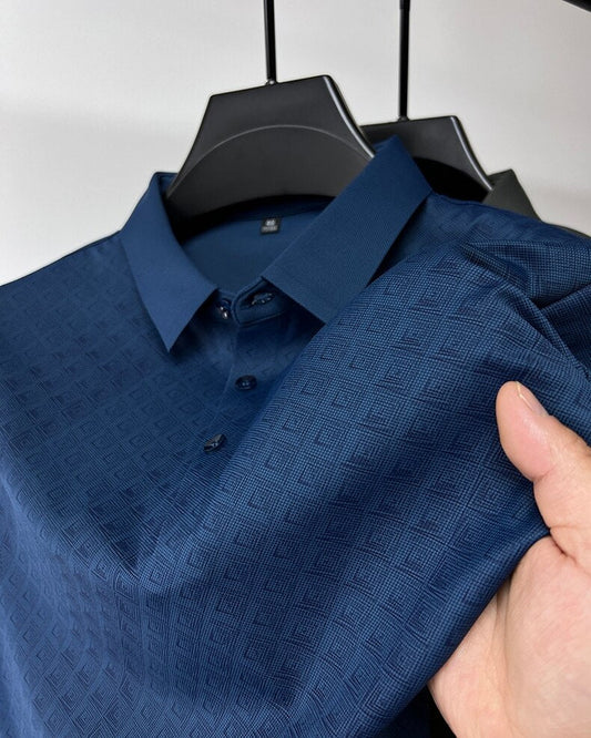 Men's Silk Blend Knit Polo Shirt - Premium Ultra Soft Casual Luxury Top