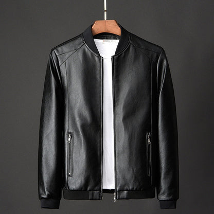 Men's Leather Motorcycle Jacket - Classic Heavyweight Biker Casual Outerwear