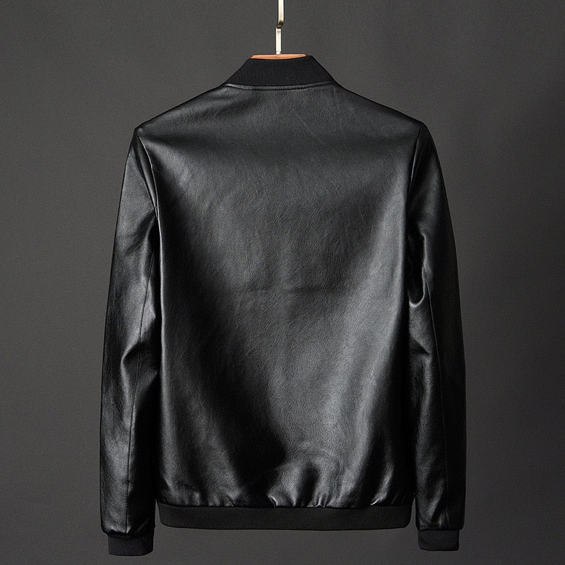 Men's Leather Motorcycle Jacket - Classic Heavyweight Biker Casual Outerwear