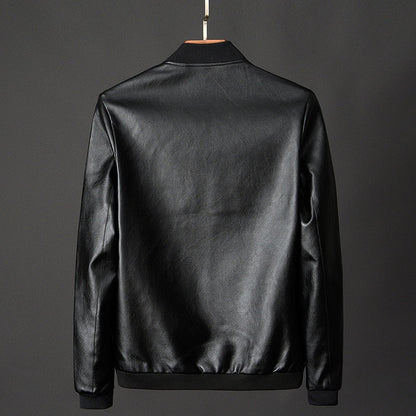 Men's Leather Motorcycle Jacket - Classic Heavyweight Biker Casual Outerwear