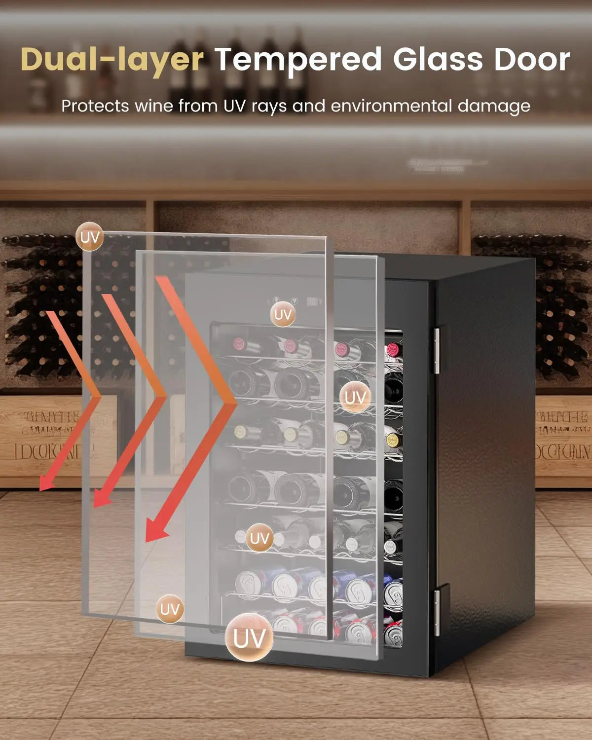 45 Bottle Wine Cooler Refrigerator - Small Wine Fridge for Red, White, Champagne, Freestanding Wine Cellar with, Customized