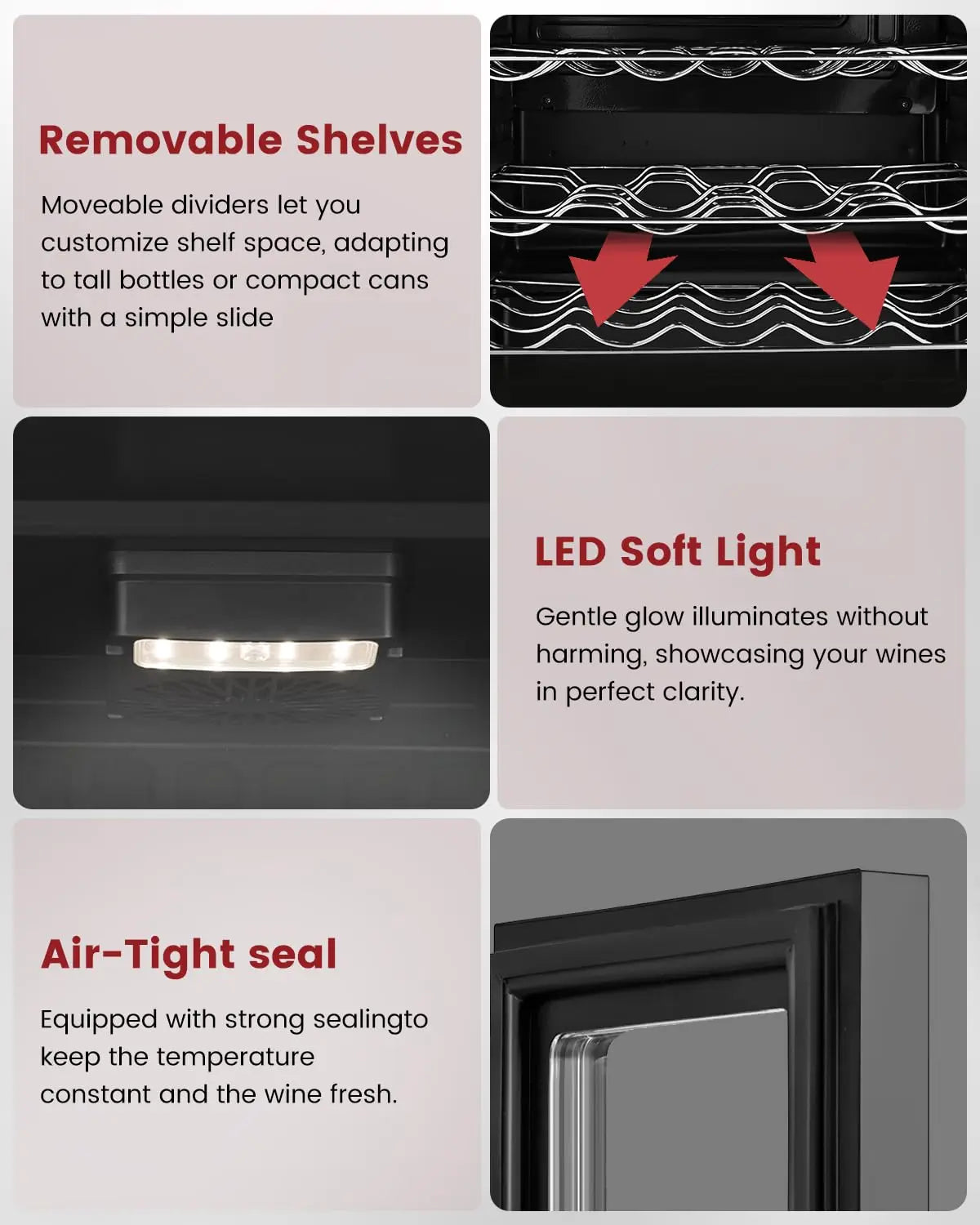 45 Bottle Wine Cooler Refrigerator - Small Wine Fridge for Red, White, Champagne, Freestanding Wine Cellar with, Customized