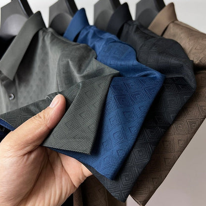 Men's Silk Blend Knit Polo Shirt - Premium Ultra Soft Casual Luxury Top