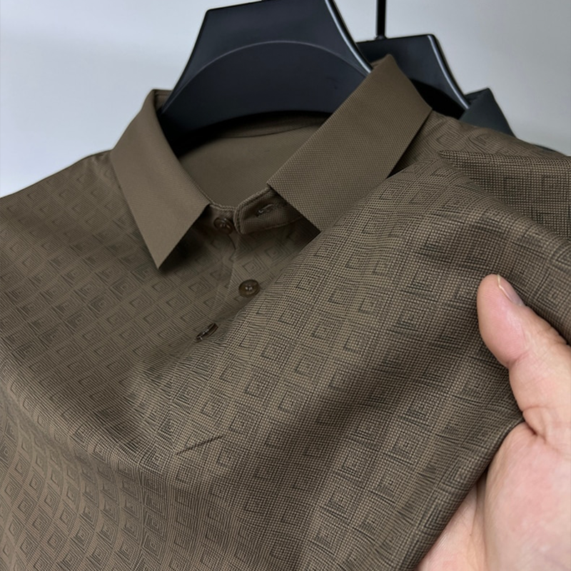 Men's Silk Blend Knit Polo Shirt - Premium Ultra Soft Casual Luxury Top