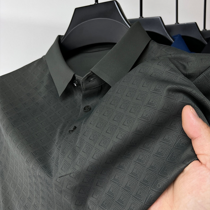 Men's Silk Blend Knit Polo Shirt - Premium Ultra Soft Casual Luxury Top