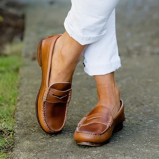 Men's Leather Loafers - Ergonomic Arch Support Cushioned Casual Dress Shoes